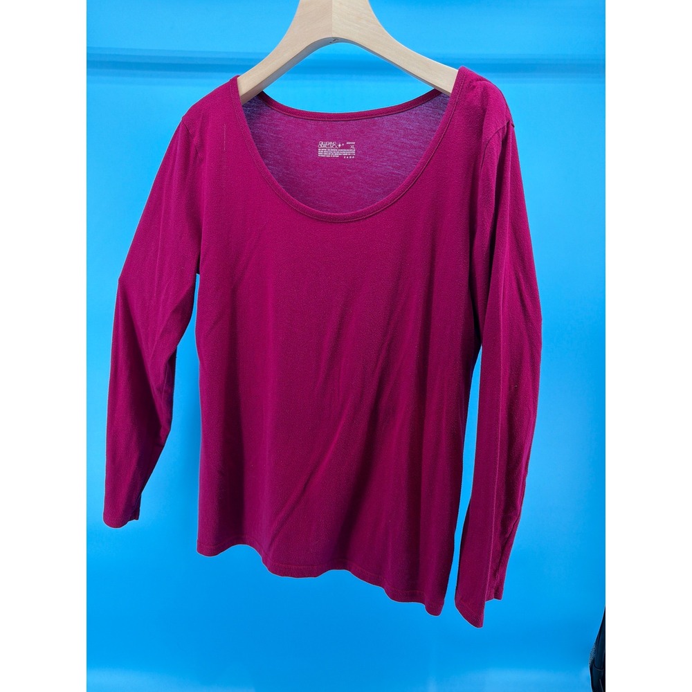 Gilligan & O'Malley Womens XL Pink Long Sleeve Scoop Neck Pajama Sleep Top Shirt